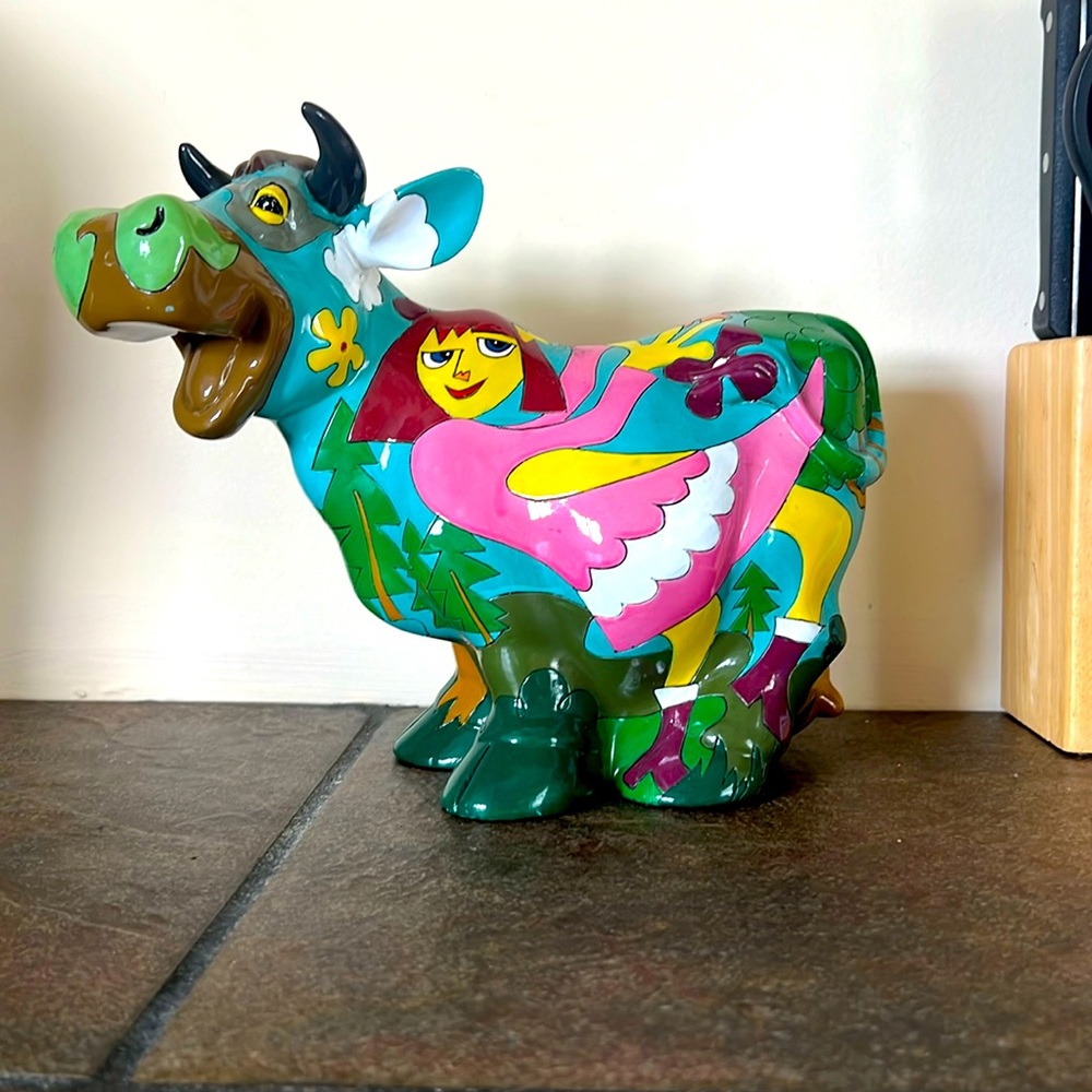 Decorative Wooden Colorful Cow